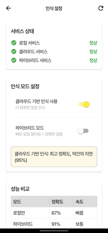 환경설정 - 인식 설정