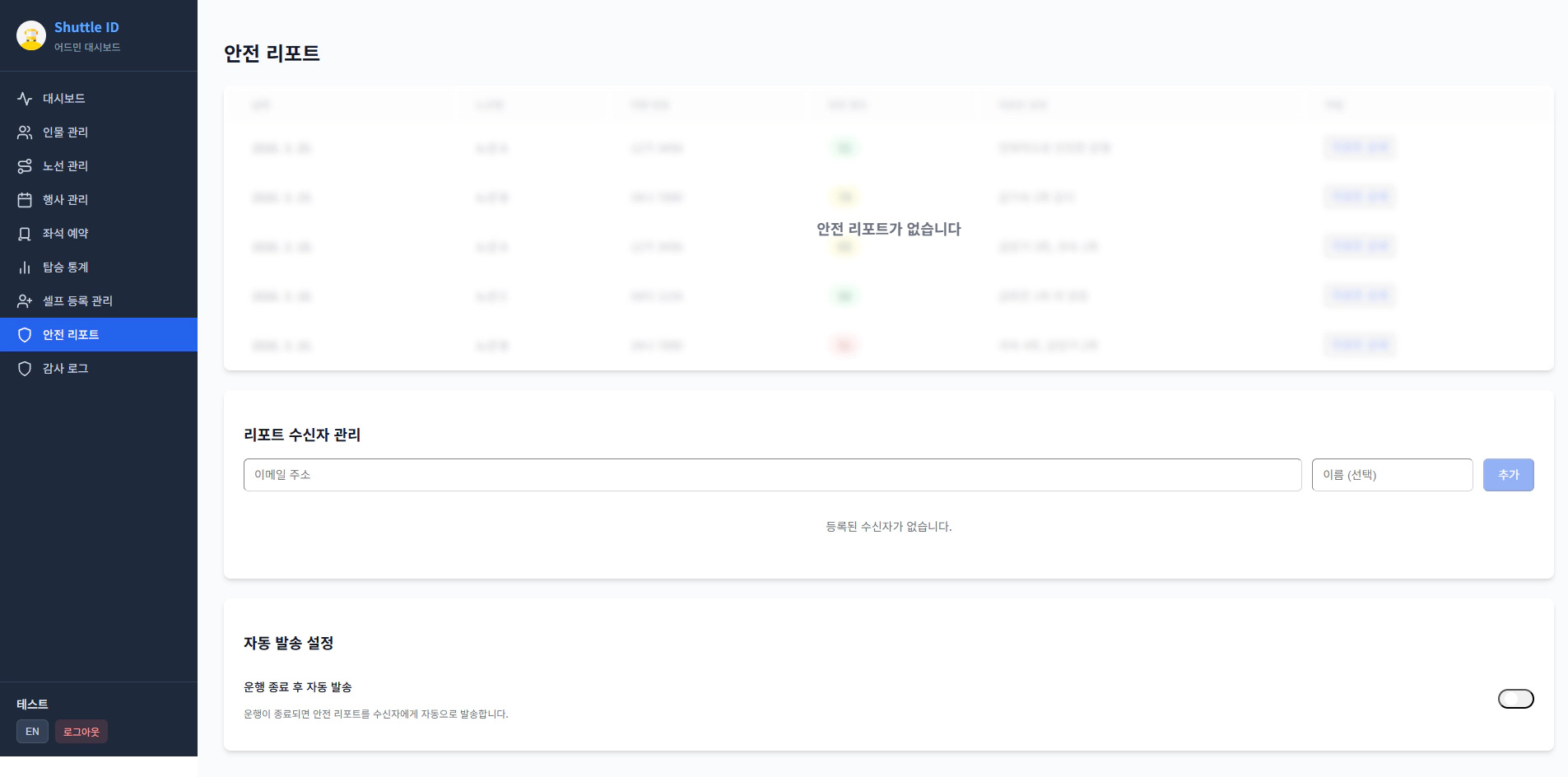 안전 보고서 목록